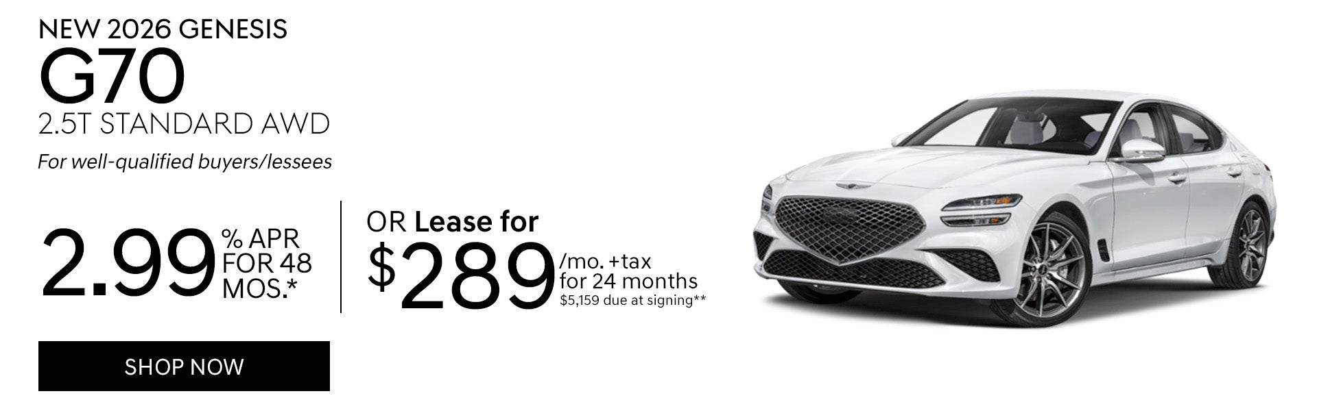 New 2026 Genesis G70 2.5T Standard AWD